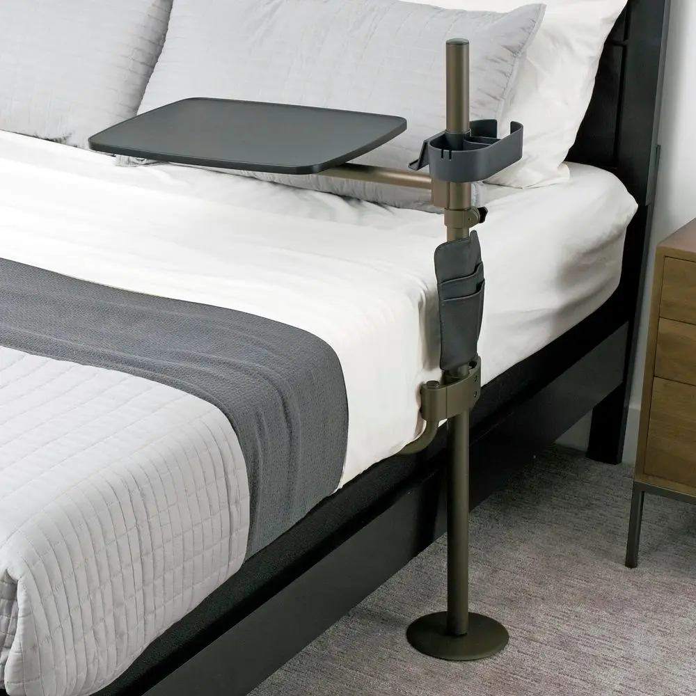 

Freedom Overbed Table, Adjustable Medical Lap Desk and Large Oversized BedsideTable with Cup Holder amp Organizer Pouch, 360 De