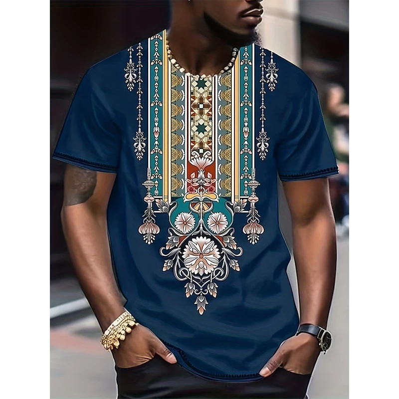 African Ethnic Style T-Shirts Tribal Dashiki 3D Print Men\'s Women Short Sleeve T Shirt Oversized Harajuku Y2k Tops Tees Clothing