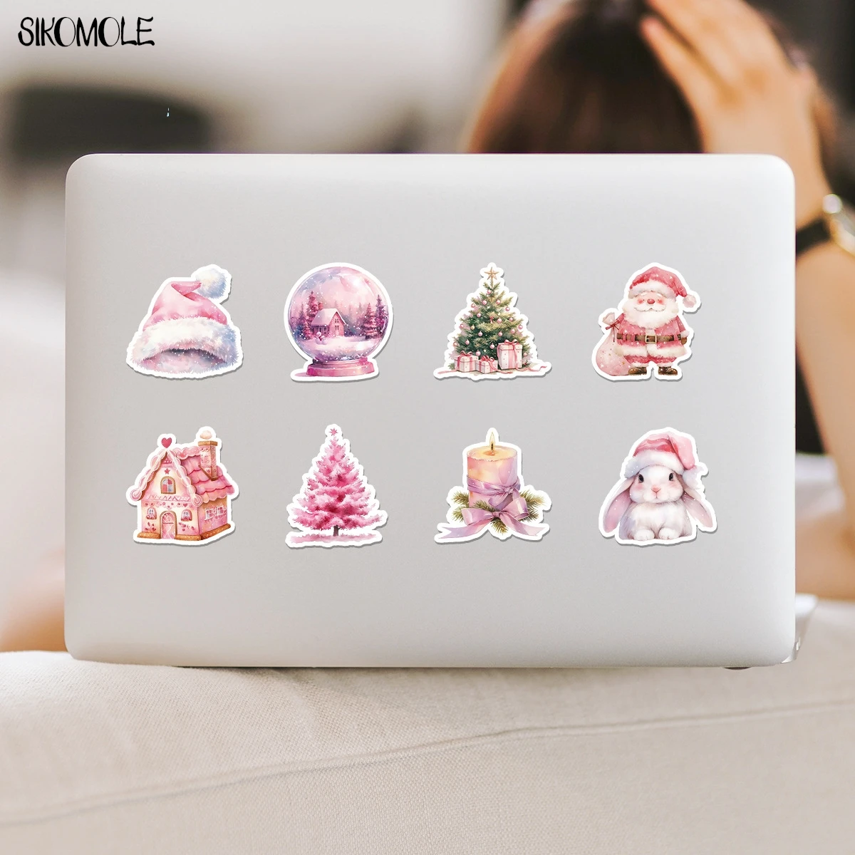 10/30/50 Uds. Pegatinas de PVC de Navidad de color rosa nórdico, decoración estética DIY, juguetes para niños, calcomanía de equipaje, paquete de pegatinas de grafiti