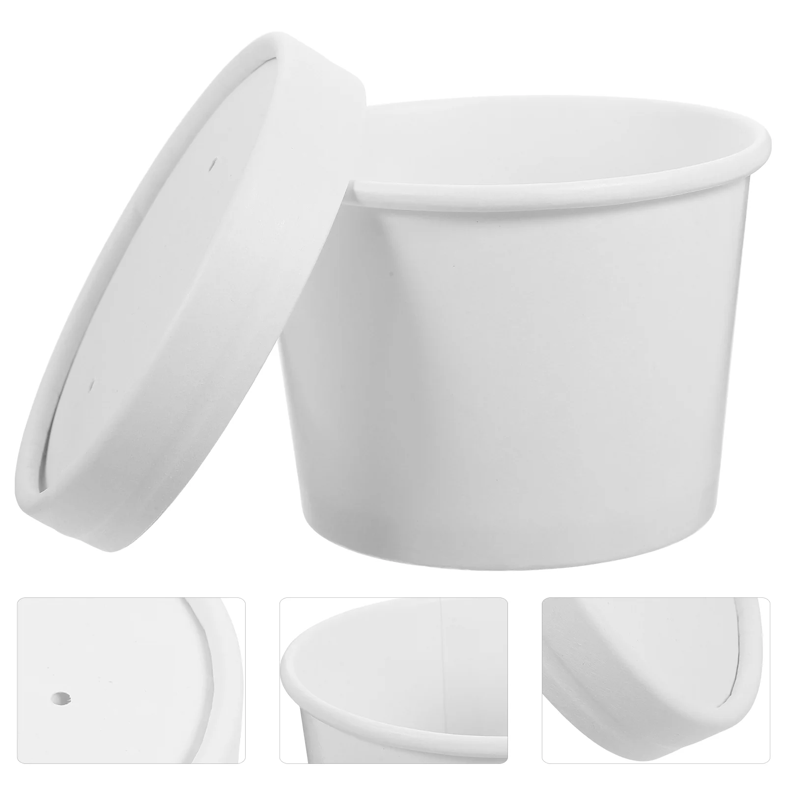 10 Sets Ice Cream Containers Coffee Mugs Travel Convenient Food Bowl Disposable Porridge Soup Holder White Packing