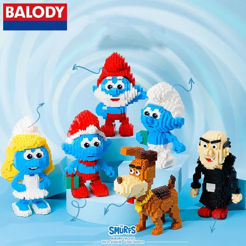 BALODY Smurf building blocks Gargamel model Smurfette figure Kawaii animation peripheral children\'s toys birthday gift