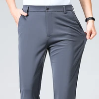 Été automne pantalon mince hommes robe formelle costume pantalon travail pantalon qualité affaires pantalons décontractés noir vin rouge pantalons longs 2