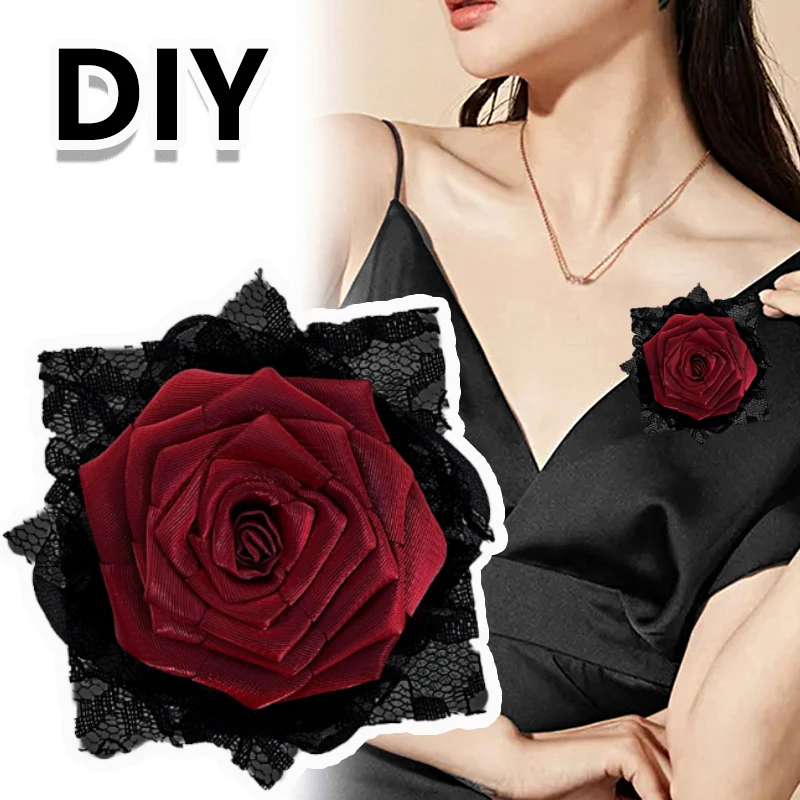 

1pc Retro Mesh Cloth Rose Clothing accessories New Chinese style Simple Style DIY Handmade Versatile Wedding Party