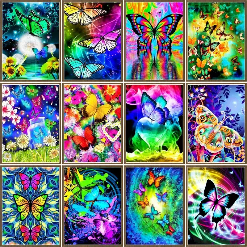 

CHENISTORY Painting By Number Colorful Butterfly Kits Handpainted Picture Drawing On Canvas For Adults Diy Home Decor