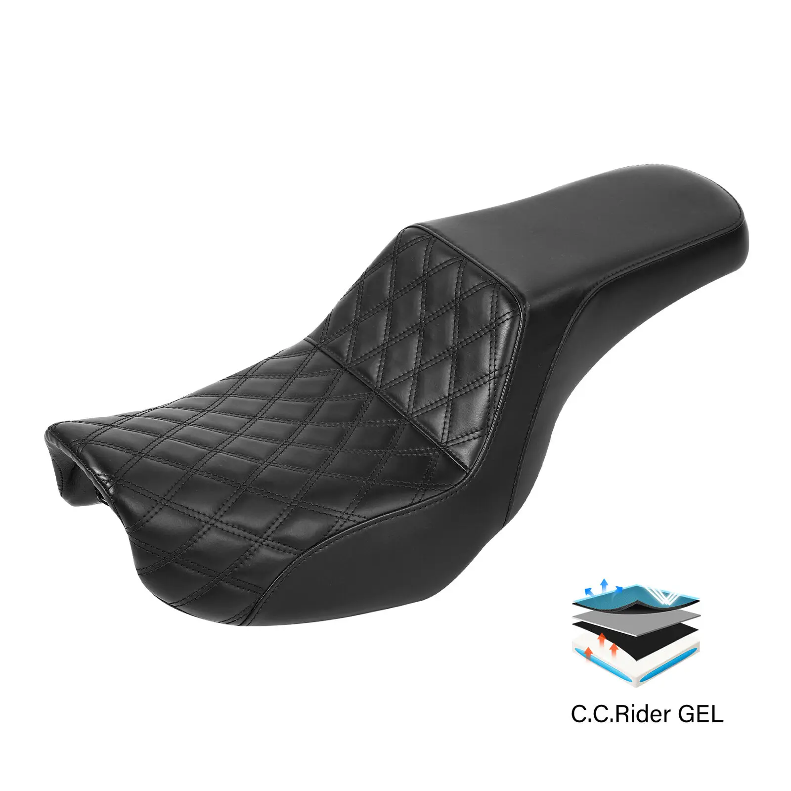 

Motorcycle Driver Passenger Gel Seat For Harley Dyna Fat Bob Low Rider FXDL Street Bob FXDB