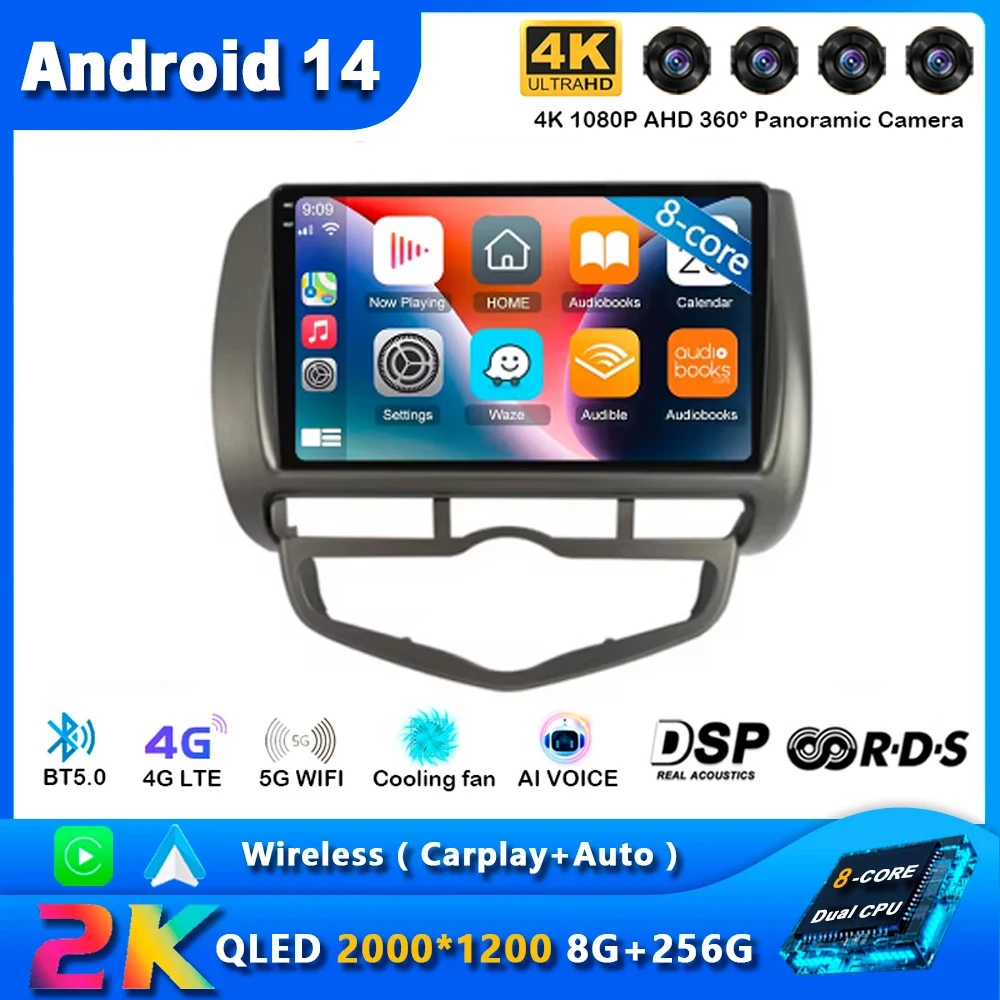 

Android 14 For Honda Jazz City 2002 2003 2004 2005 2006 2007 Car Radio Multimedia Player Navigation Car Auto Carplay 2 Din