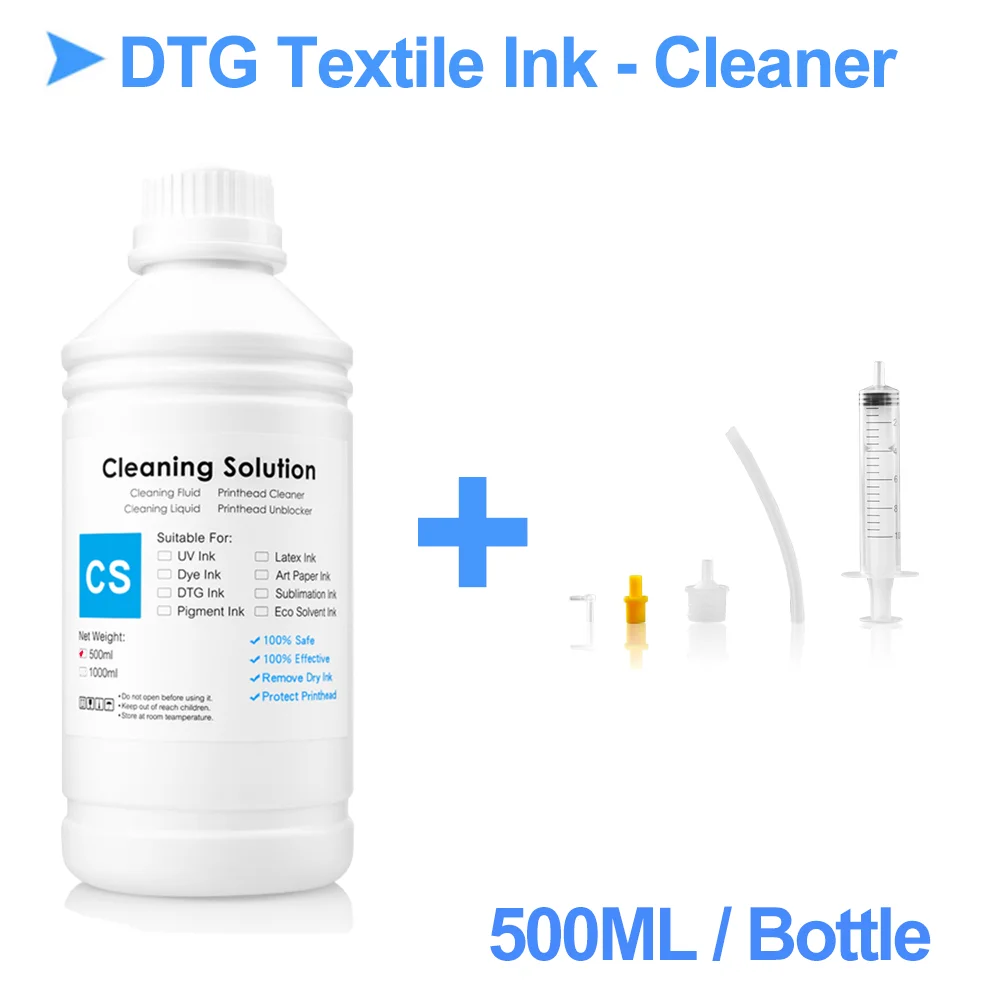 500ml DTG Ink For DX5 DX6 DX7 TX800 I3200 Textile Garment Ink For Epson L1800 1390 R1900 R3000 9600 4800 F2000 F2100 Printer