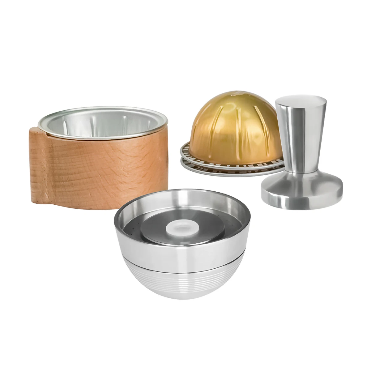 Cápsulas de café de aluminio recargables vacías reutilizables de acero inoxidable 80 150 230ml compatibles con la cafetera VERTUOLINE NEXT