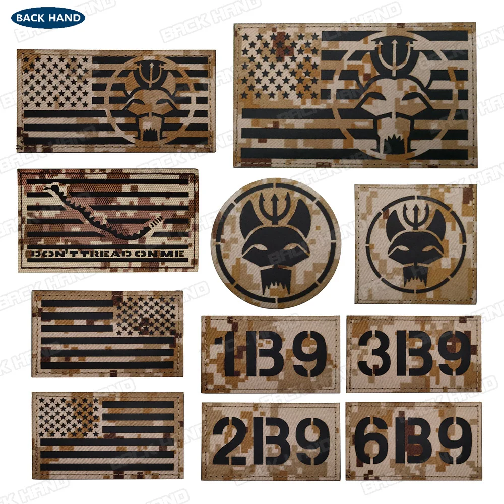 American desert camouflage cloth patch infrared identification badge camouflage badge hook and loop clothing patch sewing milita