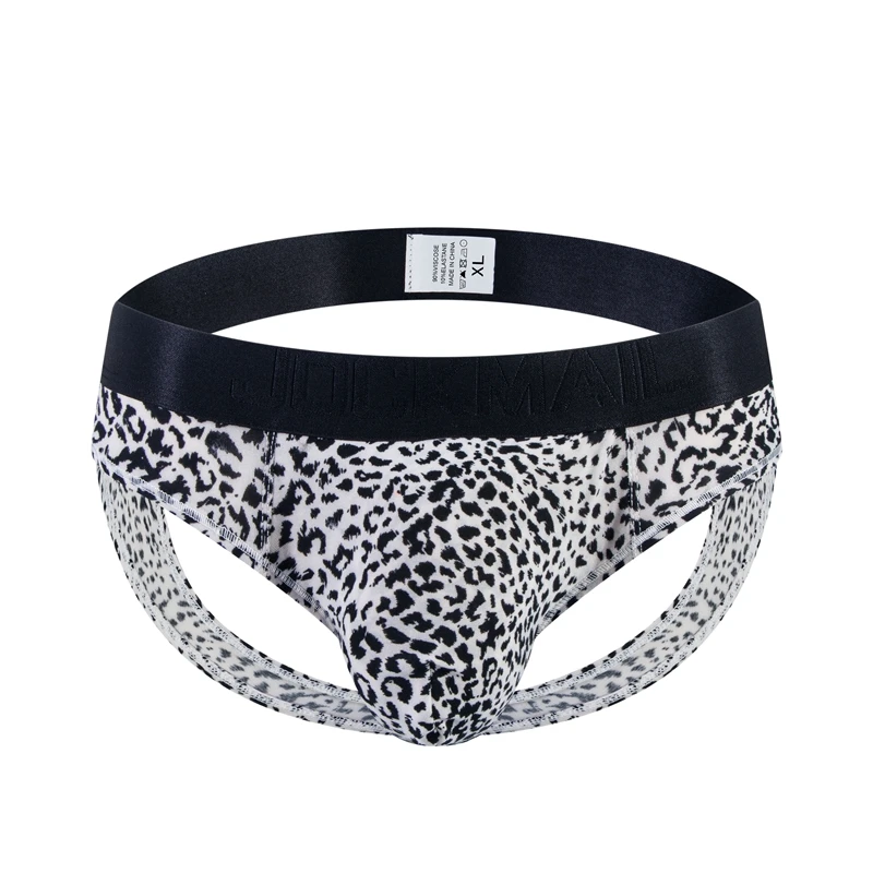 Sexy Leopard Hollow Men\'s Briefs Men Underwear Low Waist Gay Jockstrap Panties Bikini Sissy Underpants Male Thong Breathable