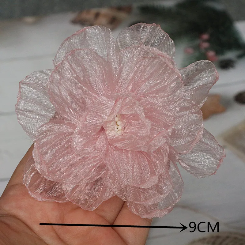 10PCS/Lot Pink Series Mix Styles Set Chiffon Fabric Flowers For Wedding Dress Hat Shoes Decoration