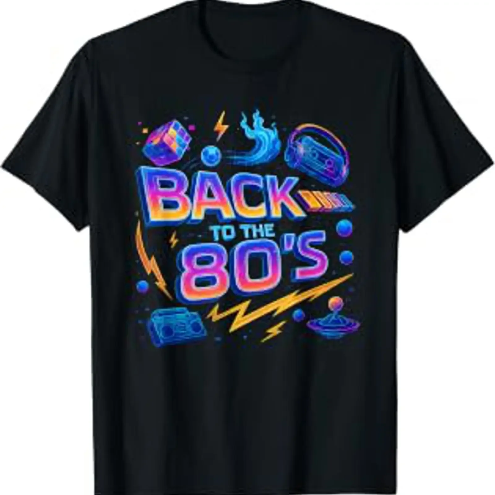 Back to the 80s Exciting Retro Flashback Illustration T Shirt vintage Washed Top For Everyday Wear homme Unisex Breathable