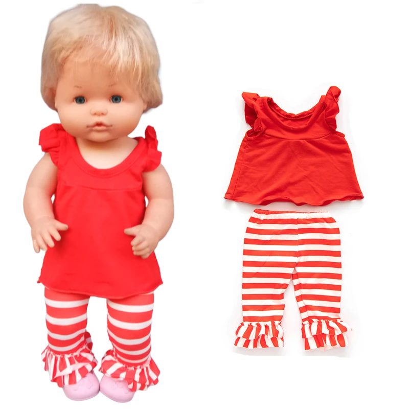 40 cm baby doll clothes white dots sleepwear for  Nenuco Ropa y su Hermanita doll pink bathrobe