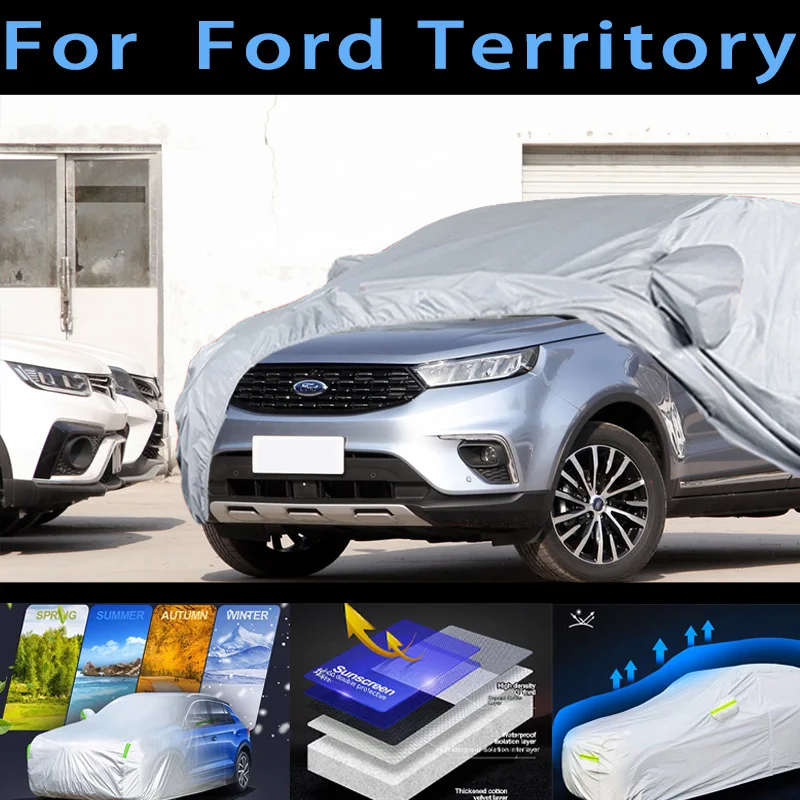 

Для Ford Territory, уличная защита, полный автомобильный чехол, снежный чехол, солнцезащитный козырек, водонепроницаемый, пылезащитный, внешний автомобильный чехол, защита