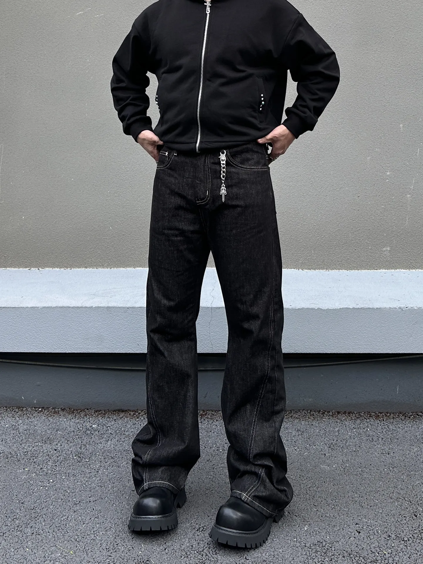 

Мужские джинсы Bla Embroidered Original Denim: Американский ретро-стиль, пэчворк, прямой крой, универсальные, повседневные, длинные брюки