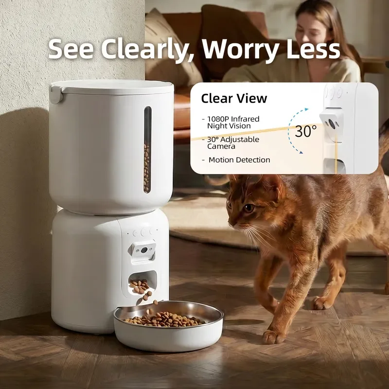 Automatic Cat Feeder 4L Battery WiFi Camera Voice Recording Tuya APP Wireless Smart Pet Feeder For New Series