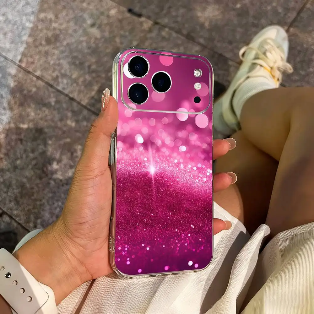 حافظة هاتف Pink Art Dream Glitter لهاتف iPhone 14,13,12,11,17,16,15,Pro,Max,Plus,X,XS,XR,SE,غطاء ناعم شفاف صغير #5