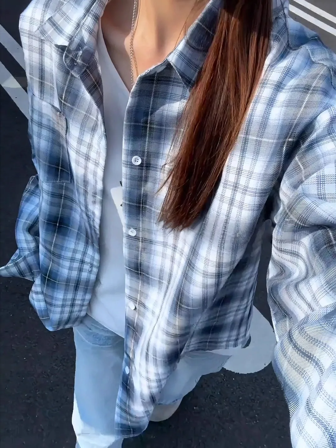 

Retro American Hong Kong Sle Plaid Men's Long Sve irt Autumn Cool Sun Protection Collar Design Outerwear Polyester Fiber