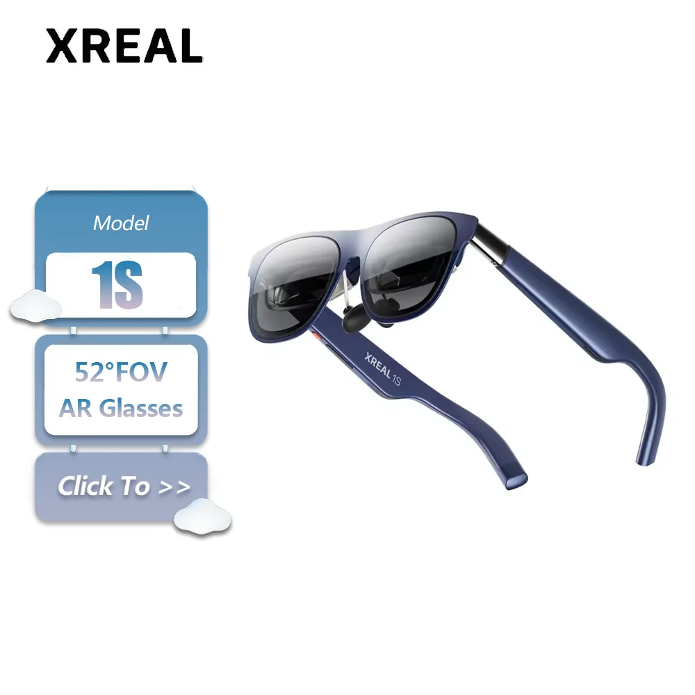 

XREAL 1S AR Glasses with 52° FOV Immersive Wide View 1200P Ultra-clear Space Screen Native 3DoF Hover Mode Multi Task Window