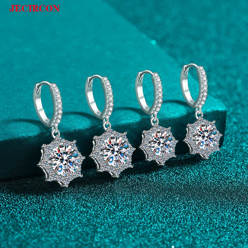 

JECIRCON S925 Sterling Silver Octagonal Drop Earrings with 1/2CT Moissanite Gorgeous Jewelry for Weddings & Party Perfect Gifts