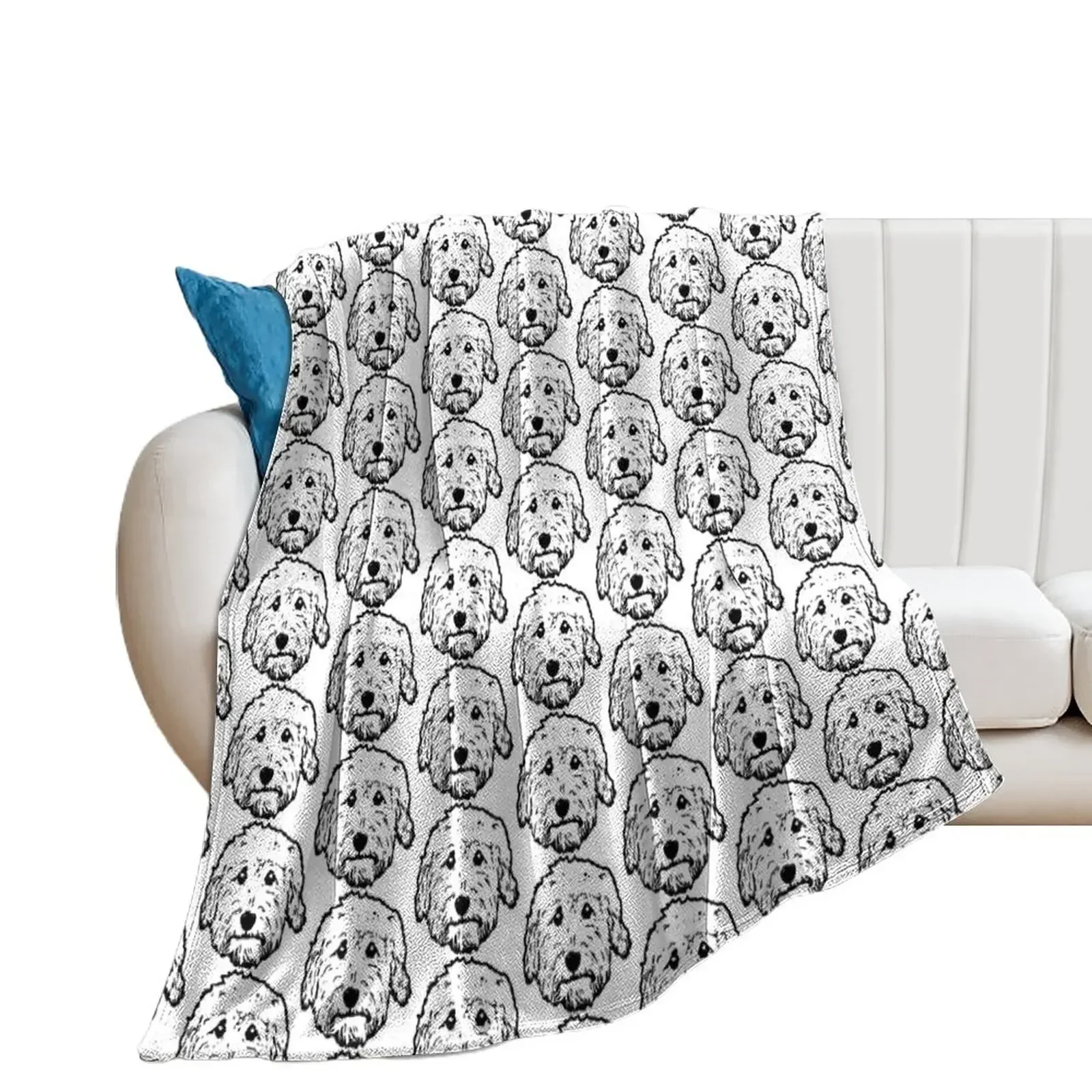 Goldendoodles! Labradoodles - any adorable doodle dog in black and white Throw Blanket funny gift Bed covers Kid'S Blankets