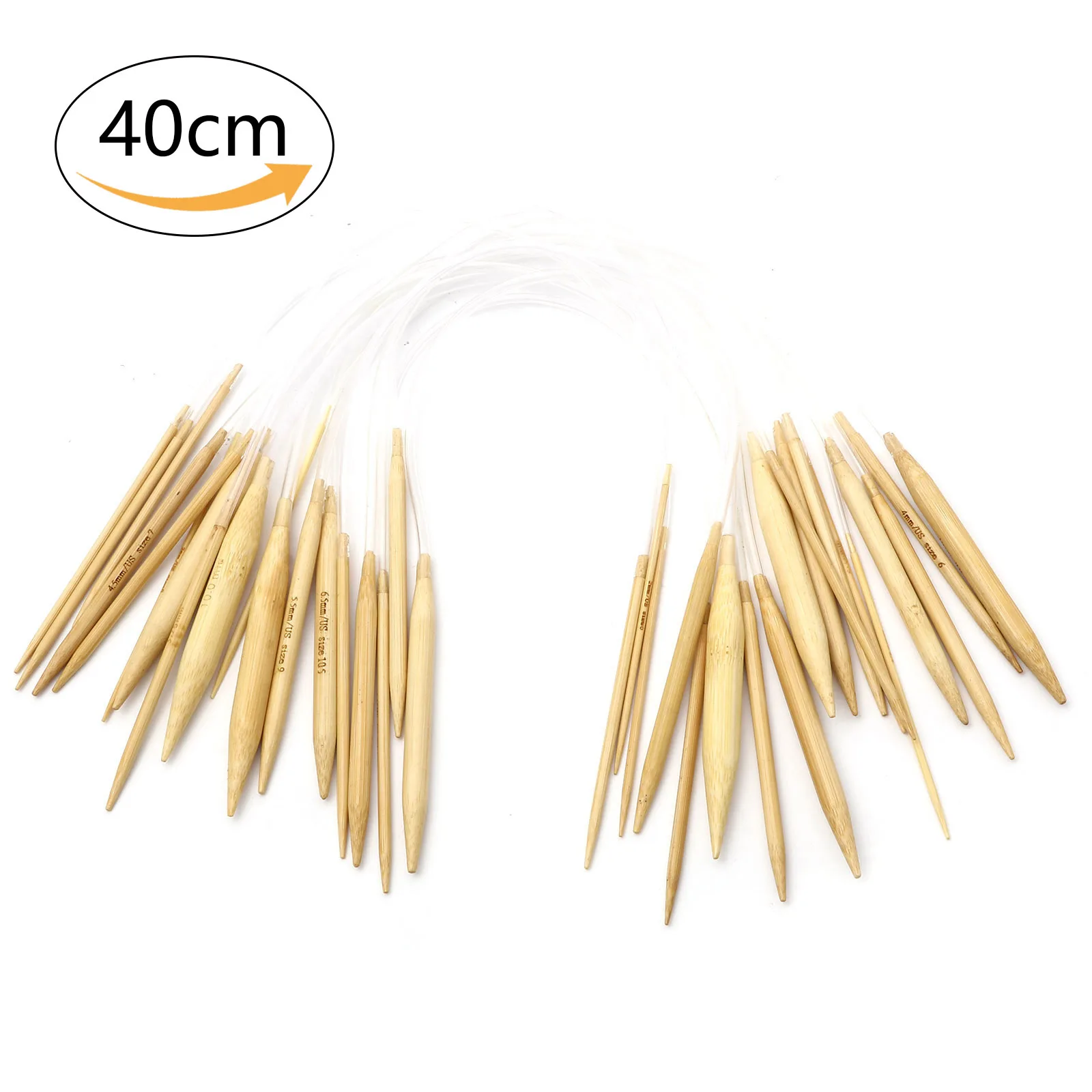 

2mm-10mm Multiple Sizes Bamboo Plastic Circular Knitting Needles Beige Crochet Needles Pins DIY Sewing Tools 40cm long, 1 Piece