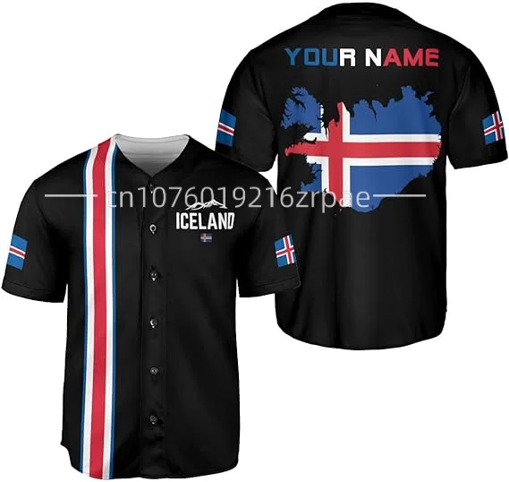 2024 Summer New Customized Iceland Baseball Jersey 3D Printed Men\'s and Women\'s Casual Fashion Street Baseball Shirt