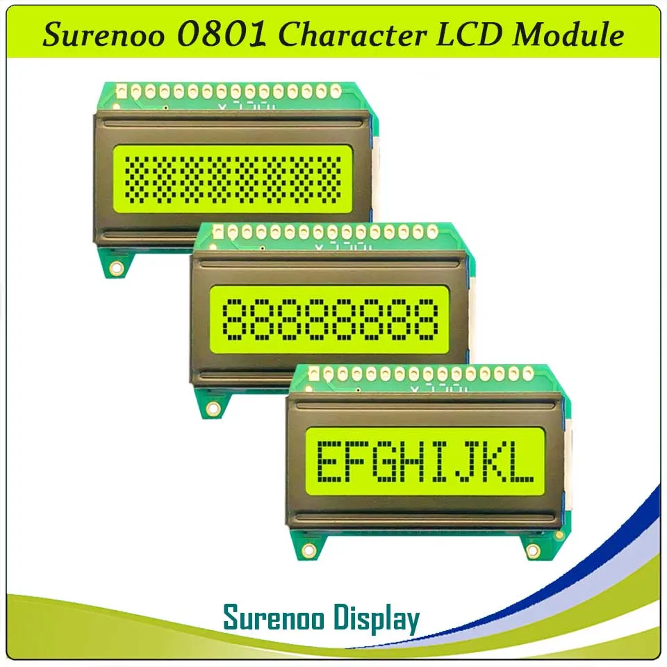 Surenoo 0801 801 8X1 8*1 znakowy moduł LCD Panel wyświetlacza LCM AIP31066 SPLC780D KS0066 HD44780