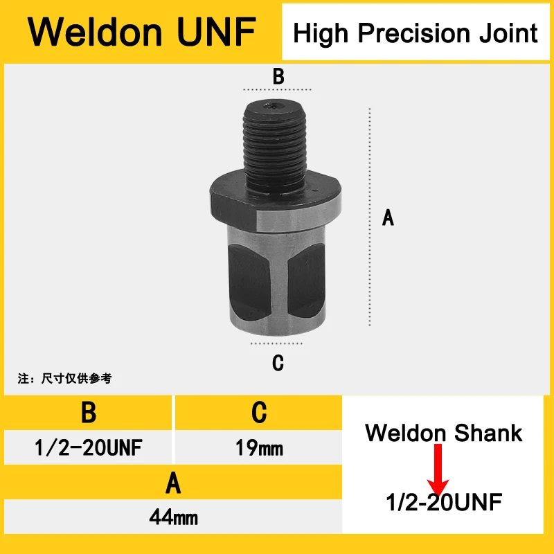 Adapter 3/4" Weldon/Universal/FEIN-Schnellspannschaft auf B16-Kegelschaft 1/2"-20UNF Gewinde, Magnetbohrfutter-Verbindungszubehör – Detail 3