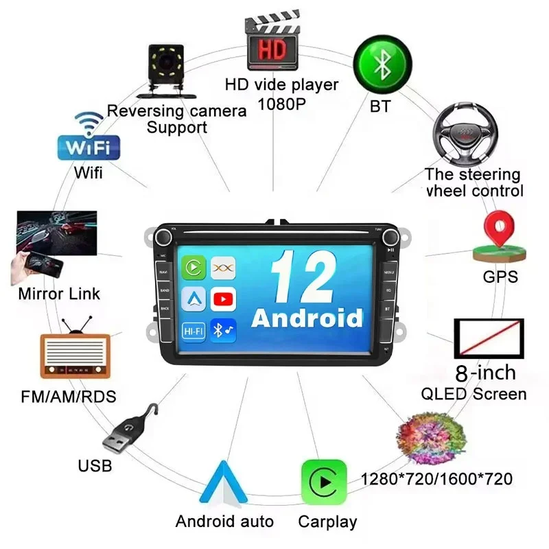 Autoradio Player Car Stereos Touch Screen per VW Android Autoradio per Vw Golf 6 Touran Rns 510 con Carplay Radio Dvd Vw