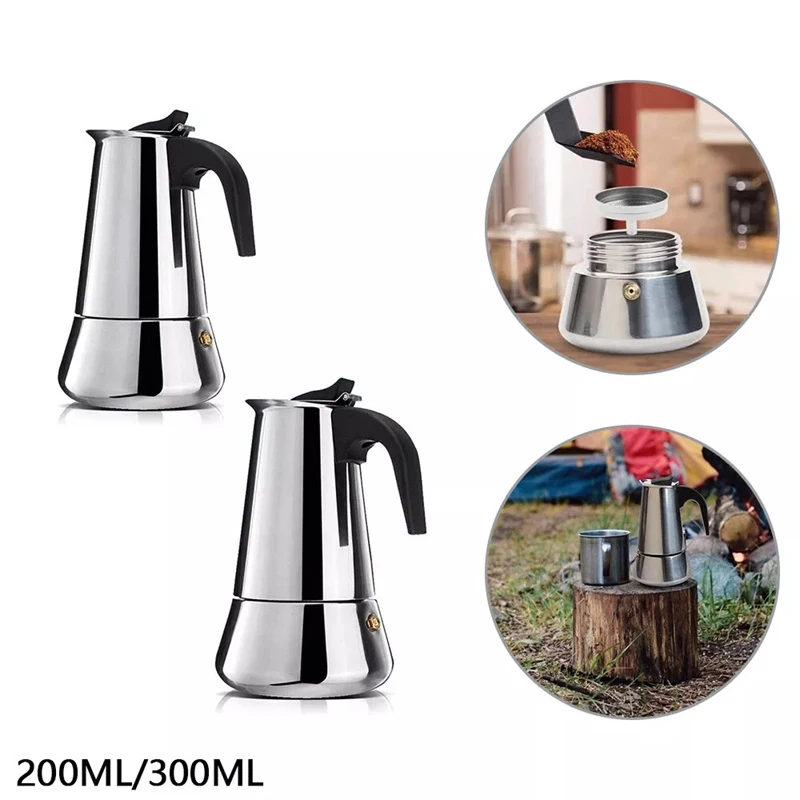 4/6 Cups Stainless Steel Italian Top Moka Espresso Cafeteira Expresso Percolator Stovetop Coffee Maker Moka Pot