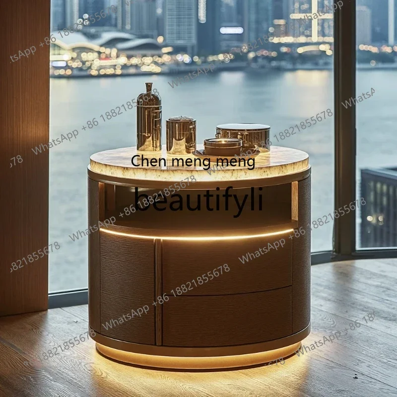 

GFrench modern simple light luxury convenient locker luminous bedroom high-end design, bedside table