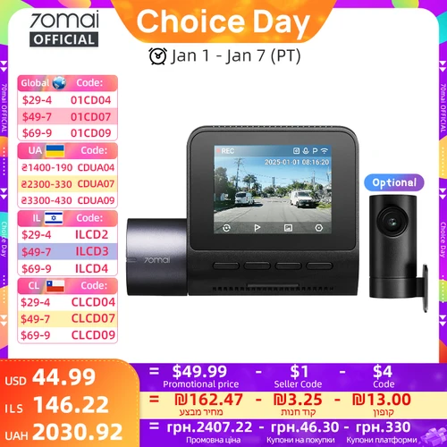 70mai Dash Cam A410 True 2.5K HDR doble canal compatible F1.55 apertura GPS 24H estacionamiento máximo 256GB coche DVR 70mai A410 70mai A400