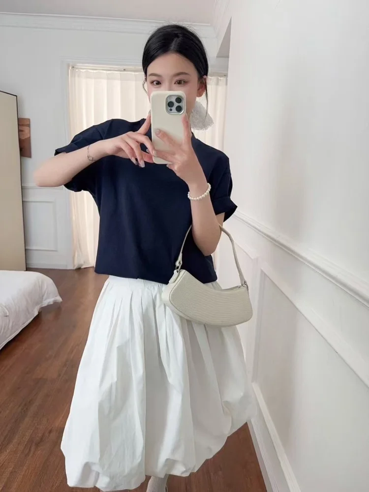 

Fre Flower Print round Ne ort Sve T-irt Korean Sle Loose Fit Cotton Summer Moisture ng Cartoon Design