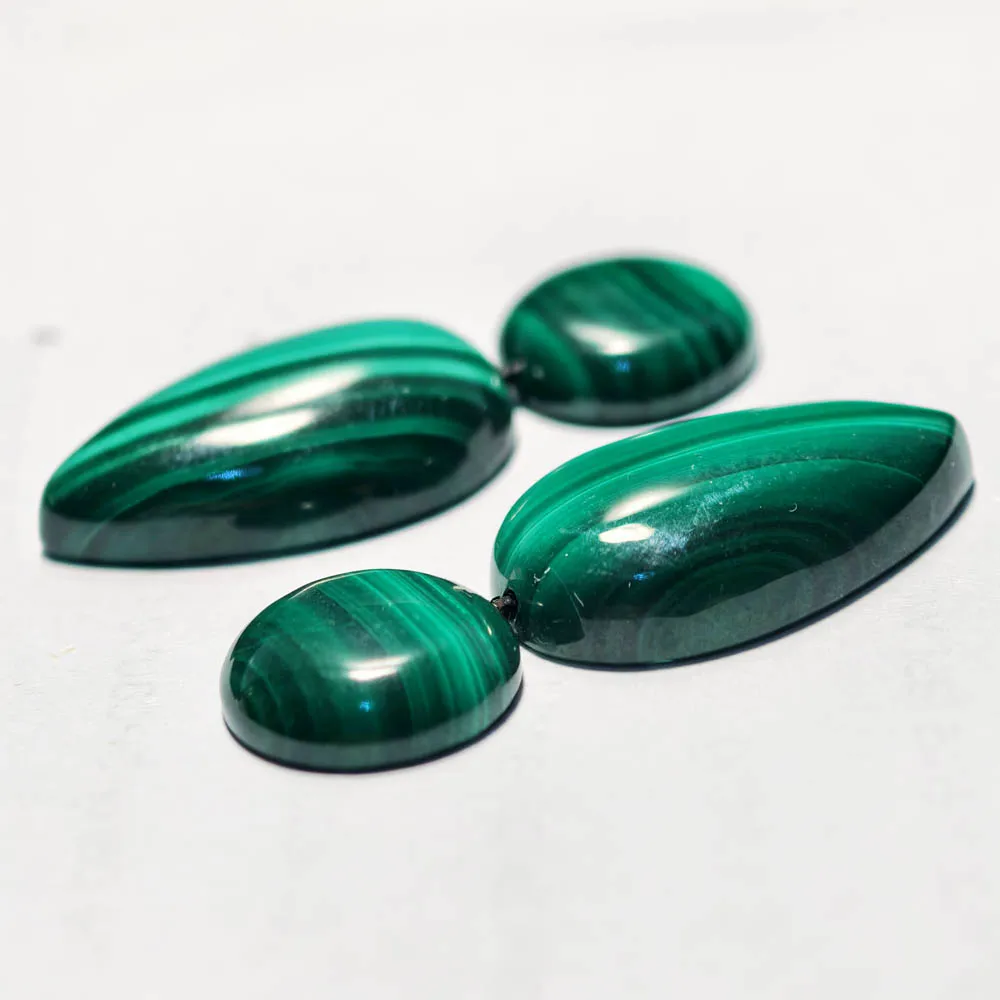 MTCSTAR A+ Natural Hand-cut Polishing Natural Round Drop Green Malachite Dangle Earring A & B (Z14636)