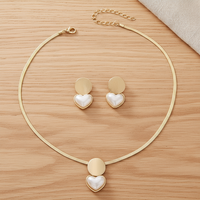 3pcs Elegant Vintage Jewelry Set for Women Circular Heart Shape Necklace Shiny Crystal Choker Bridal Wedding Earrings Party