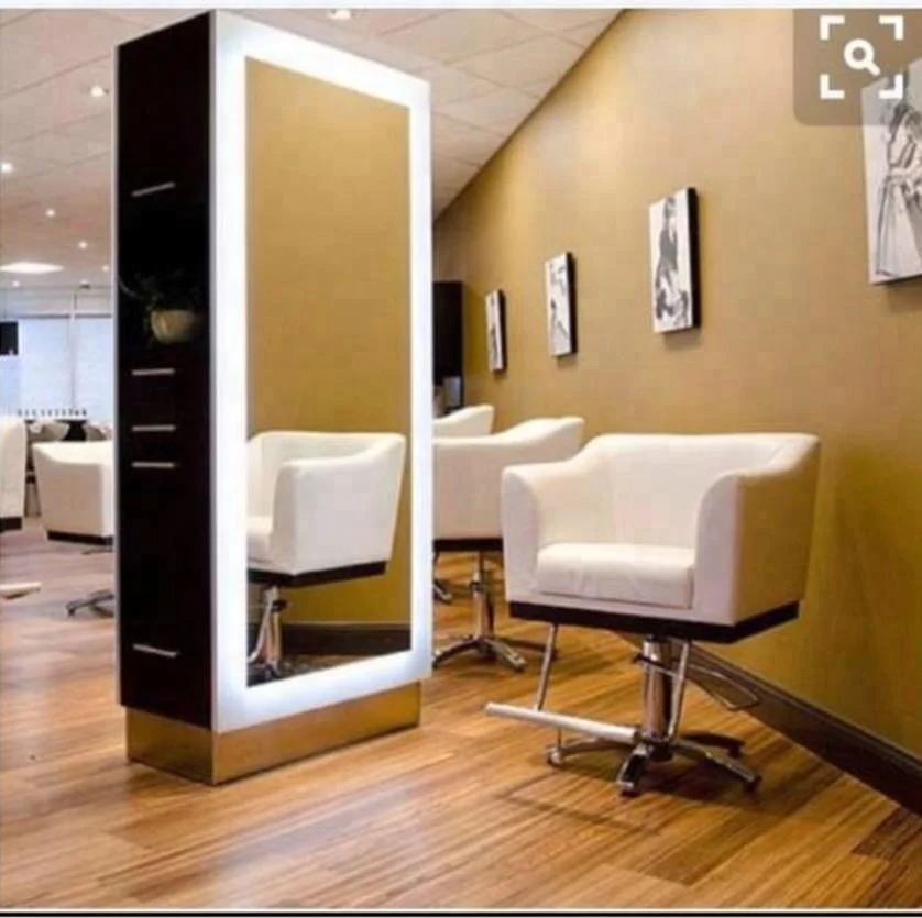 3 Mirrors Set, Salon Hairdresser Styling Makeup Mirror with LED Lights, Single Sided Wall Mounted Vanity Mirror for Barber Shop