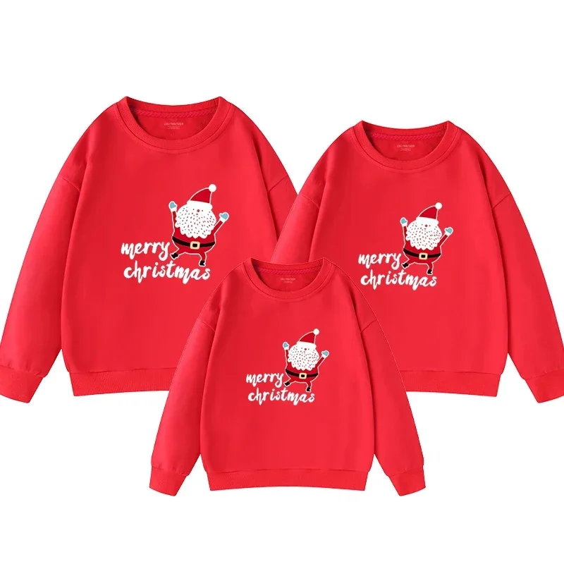 Christmas Mom Daughter Tops Father Son Sweatshirts Winter Family Matching Outfits Santa Claus Printed Shirts Casual Pullovers