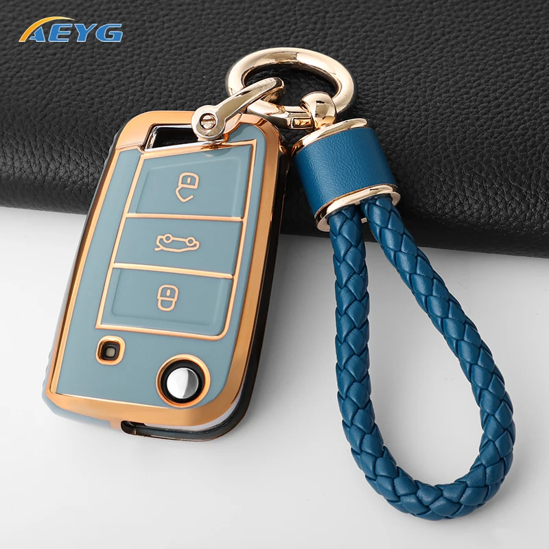 Car Key Case Cover Shell Fob For VW Volkswagen Golf 7 MK7 Tiguan MK2 Seat Ateca Leon FR Ibiza Skoda Octavia Kodiaq