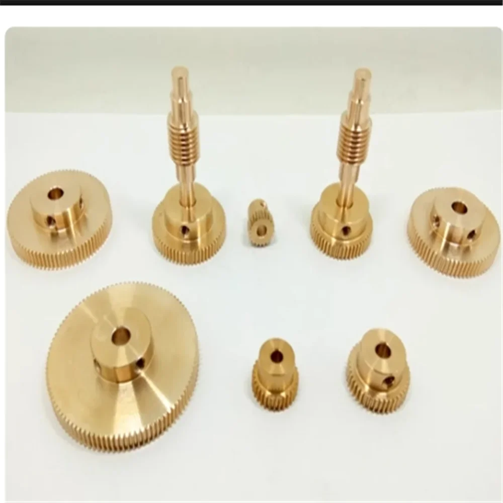 0.5M Precision Turbine Worm Gear Set 1:20/30/40/50/60/70/80/100 Teeth Stainless Steel Worm Copper Gear Accessories