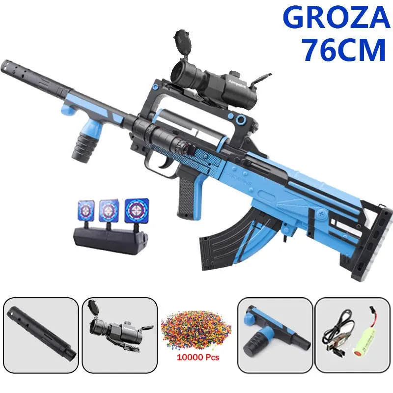 GROZA Gel Gun Kid Soft Bullets Toy Gun Automatic Gun Splatter Ball Blasting Gun Electric Shooting Toy Adults CS Fake Gun Toy