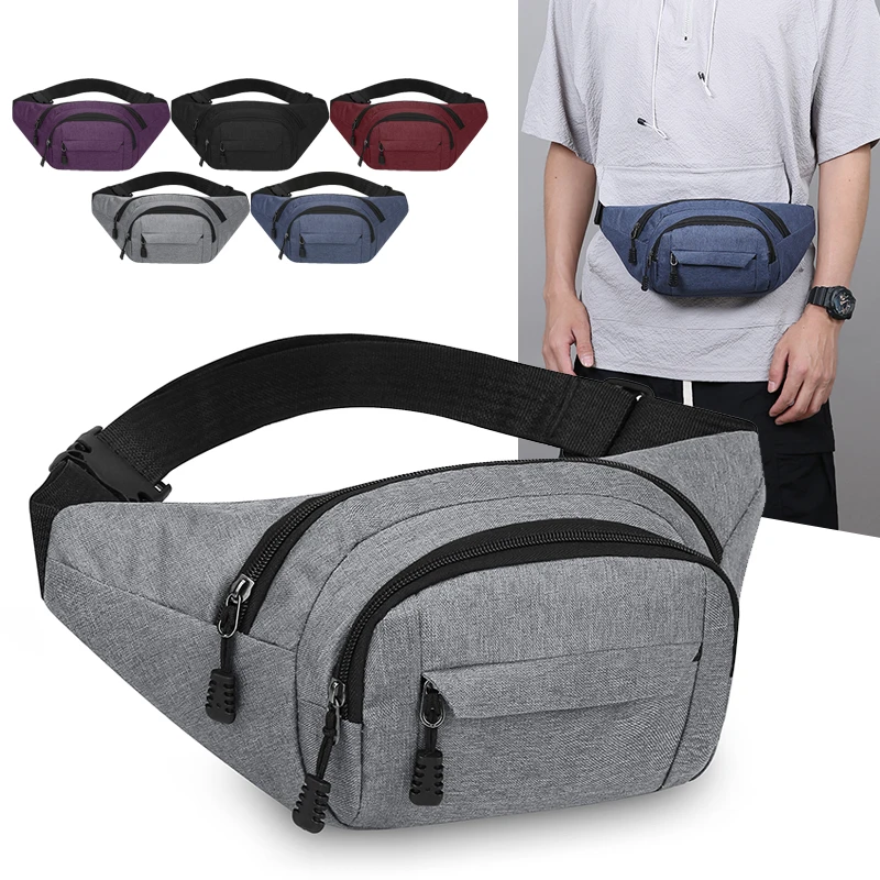 

Men's Breast Package Waterproof Outdoor Sports Bag Canvas Pouch Korean-style Waist Bag Fanny Pouch Crossbody Male Banana Bag