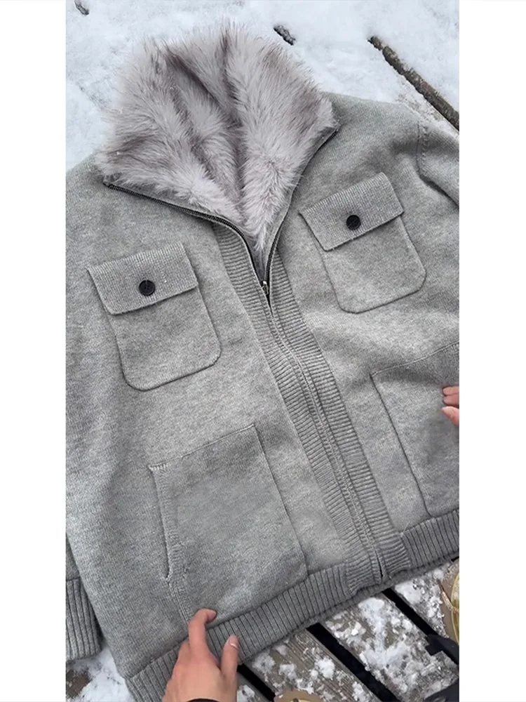 

Мужской утепленный вязаный кардиган из хлопка с длинными рукавами, теплая и удобная верхняя одежда для зимы