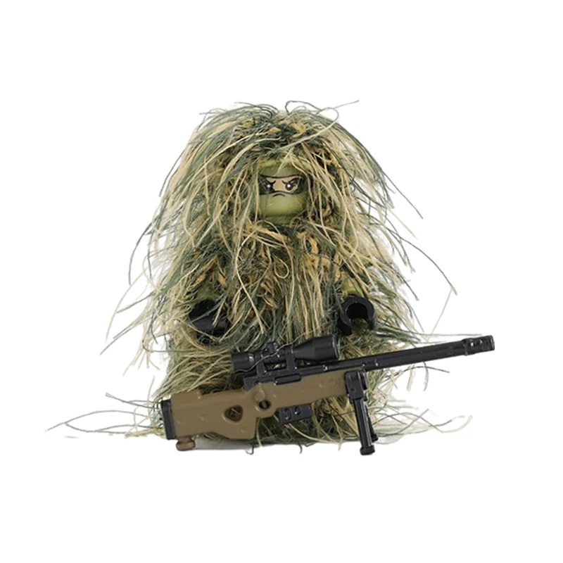 Militar todo o terreno atirador soldado figuras blocos de construção roupas camuflagem swat selva arma awm arma peças tijolos crianças brinquedo