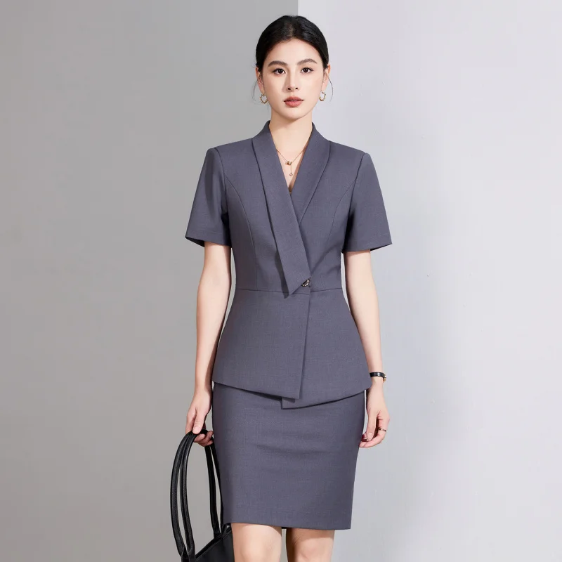 

Short-sleeved professional suit for women, new summer style, elegant, suitable for jewelry stores, hotel front desk receptionist