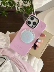 Pink simple phone case for iphone 12 15promax 15pro 13 15 14pro 13pro pro max ins blue magnetic stand holder summer shell cover