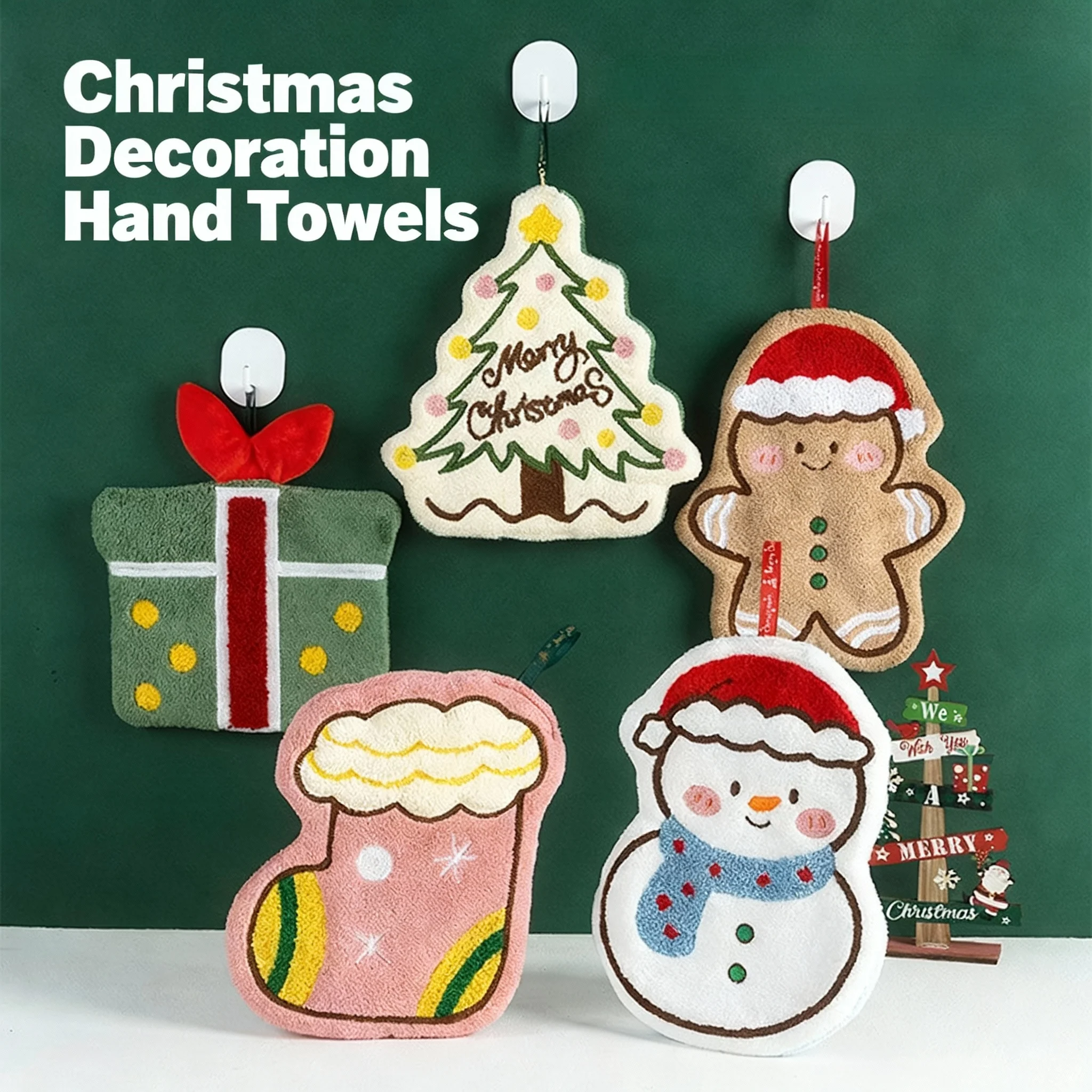 Cute Christmas Cleaning Towel Coral Velvet Hand Towel Snowman Bathroom Hanging Absorbent Dishcloth Soft Cleaning Cloth Rag