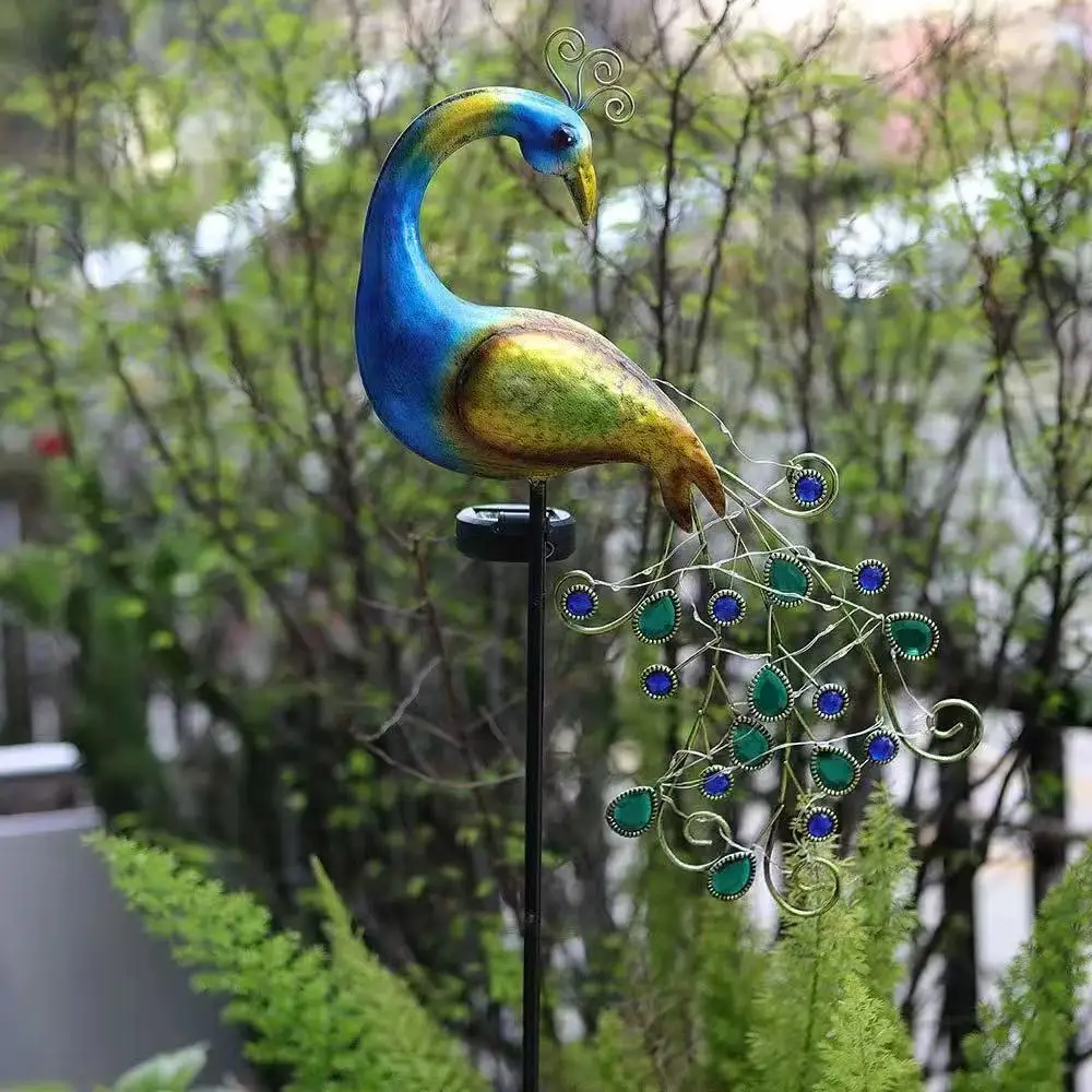 Metal Peacock Solar Stake Light Decorative Outdoor Garden Lighting For Lawn Path Yard Ornament Animal Figurine view 4