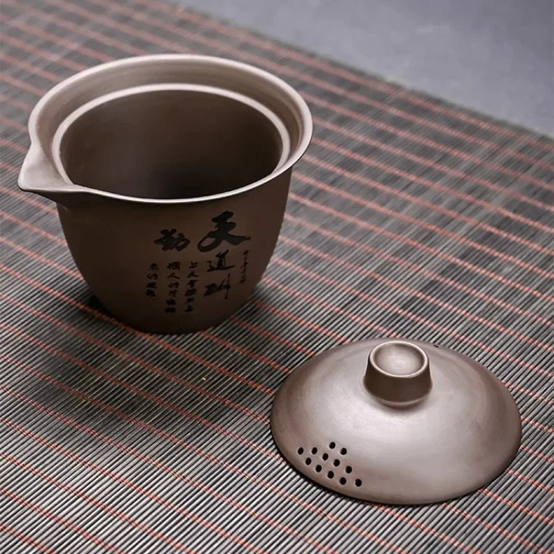 1 Set Portable ZhiShaTeapot Teacup Set with Travel Kit Kung Fu Teaware Ceramic Outdoor Tea Pots Chinese Tea Set Protable Gaiwan view 3