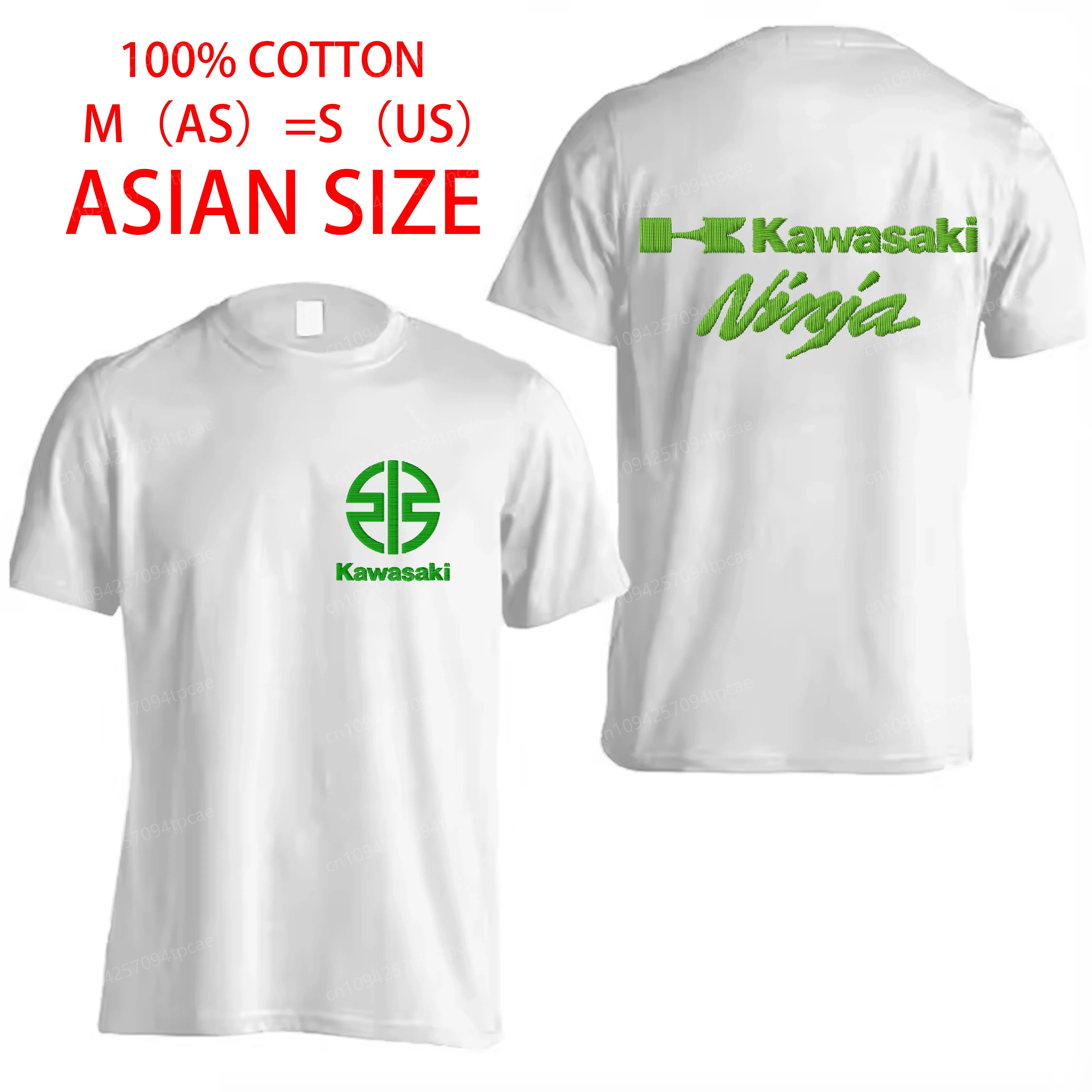 

Футболка из чесаного хлопка, мужская футболка с вышивкой Kawasaki ASIAN SIZE, мужские футболки с круглым вырезом и 3D принтом, футболка с короткими рукавами, летние топы